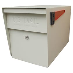 Mail Boss Modern Galvanized Steel Post Mount White Locking Mailbox