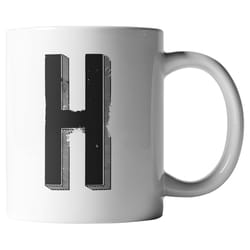 El Arroyo 12 oz Black/White BPA Free Marquee Letter H Mug