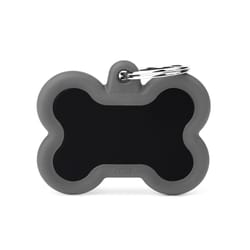 MyFamily Hushtag Black/Gray Bone Aluminum Dog Pet Tags Medium