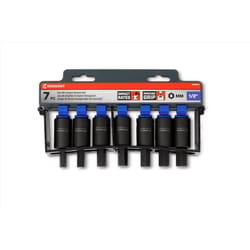 Crescent 1/2 in. X 1/2 in. drive Metric 6 Point Hex Bit Socket Set 7 pc