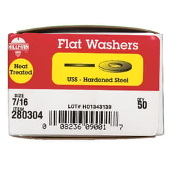 HILLMAN Yellow Dichromate Steel 7/16 in. USS Flat Washer 50 pk