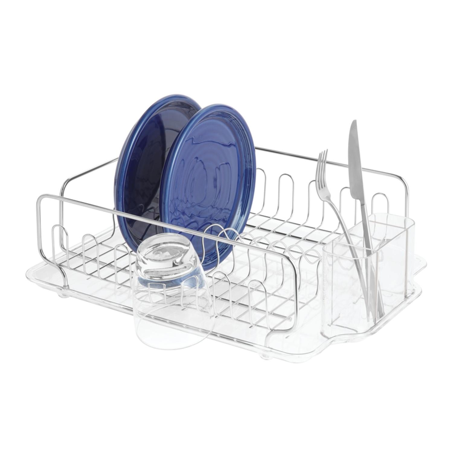 iDesign Forma 13.3 in. L X 17.5 in. W X 5.2 in. H Clear Plastic/Stainless Steel Dish Drainer Sansujyuku sansujyuku.com