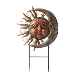 Glitzhome Multicolored Metal 36.25 in. H Sun and Moon Yard Stake