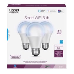 Feit Smart Home A19 E26 (Medium) Smart-Enabled LED Bulb Daylight 60 Watt Equivalence 3 pk