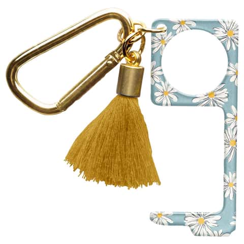Karma Gifts 'Fearless' Round Tassel Keychain - Gold Tone Charm With Colorful String Tassel, 1x1.25 Inch