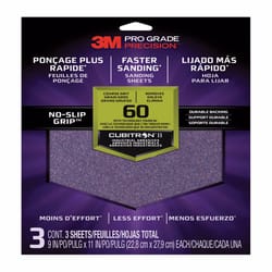 3M Pro Grade Precision 11 in. L X 9 in. W 60 Grit Ceramic Sanding Sheet 3 pk