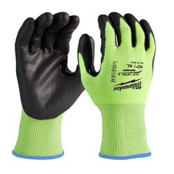 Milwaukee Cut Level 2 Polyurethane Dipped Gloves High-Vis Green XL 1 pair