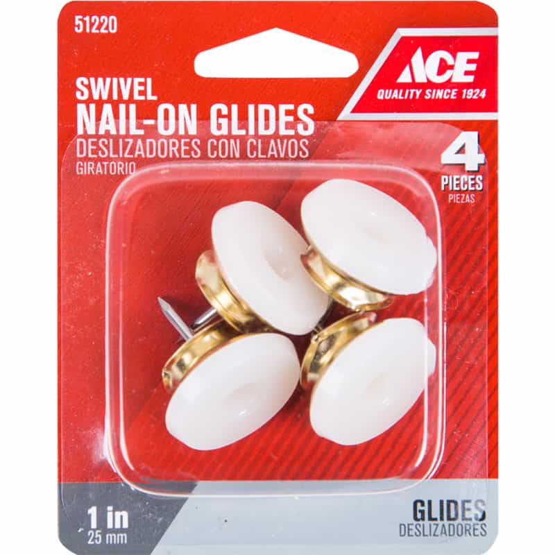 Ace Brass/Plastic 1 in. Nail On Swivel Glide 4 Swivel Ace Hardware