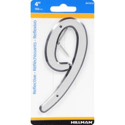 HILLMAN 4 in. Reflective Silver Plastic Nail-On Number 9 1 pc