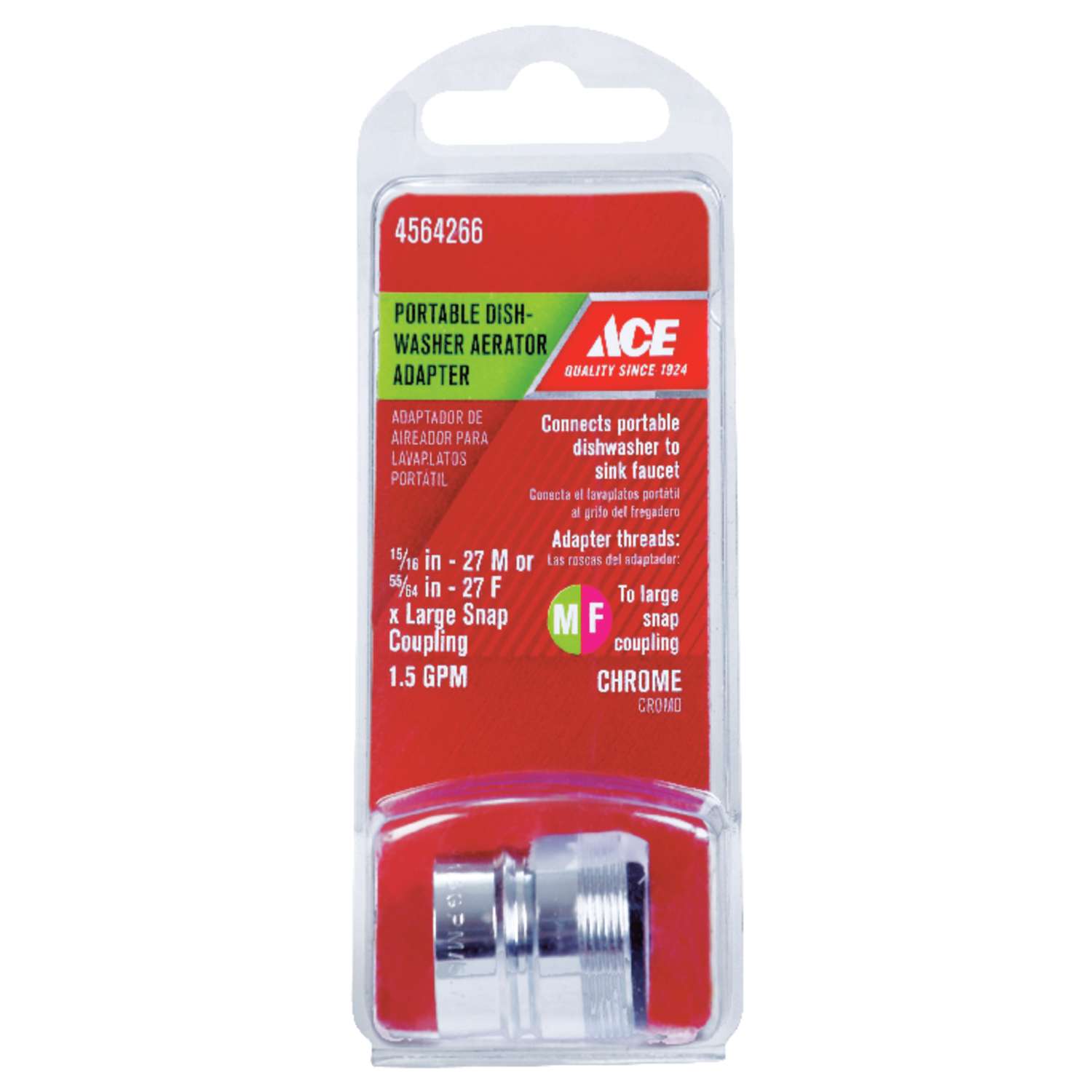 Ace Dual Thread 15/16 in.27 or 55/64 in. Chrome Aerator Adapter Ace