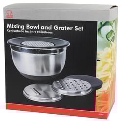 Chef Craft Stainless Steel Silver Mixing Bowl and Grater Set 6 pc