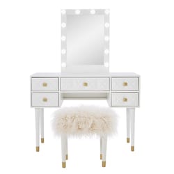 Linon Home Decor Reece Classic 19 in. W X 42 in. L Rectangular Vanity Table Set