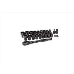 Crescent X6 3/8 in. drive Metric/SAE 12 Point Socket and Ratchet Set 25 pc