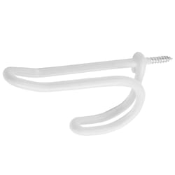 National Hardware 3.87 in. L Vinyl Coated White Steel Coat/Hat Hook 15 lb. cap. 2 pk