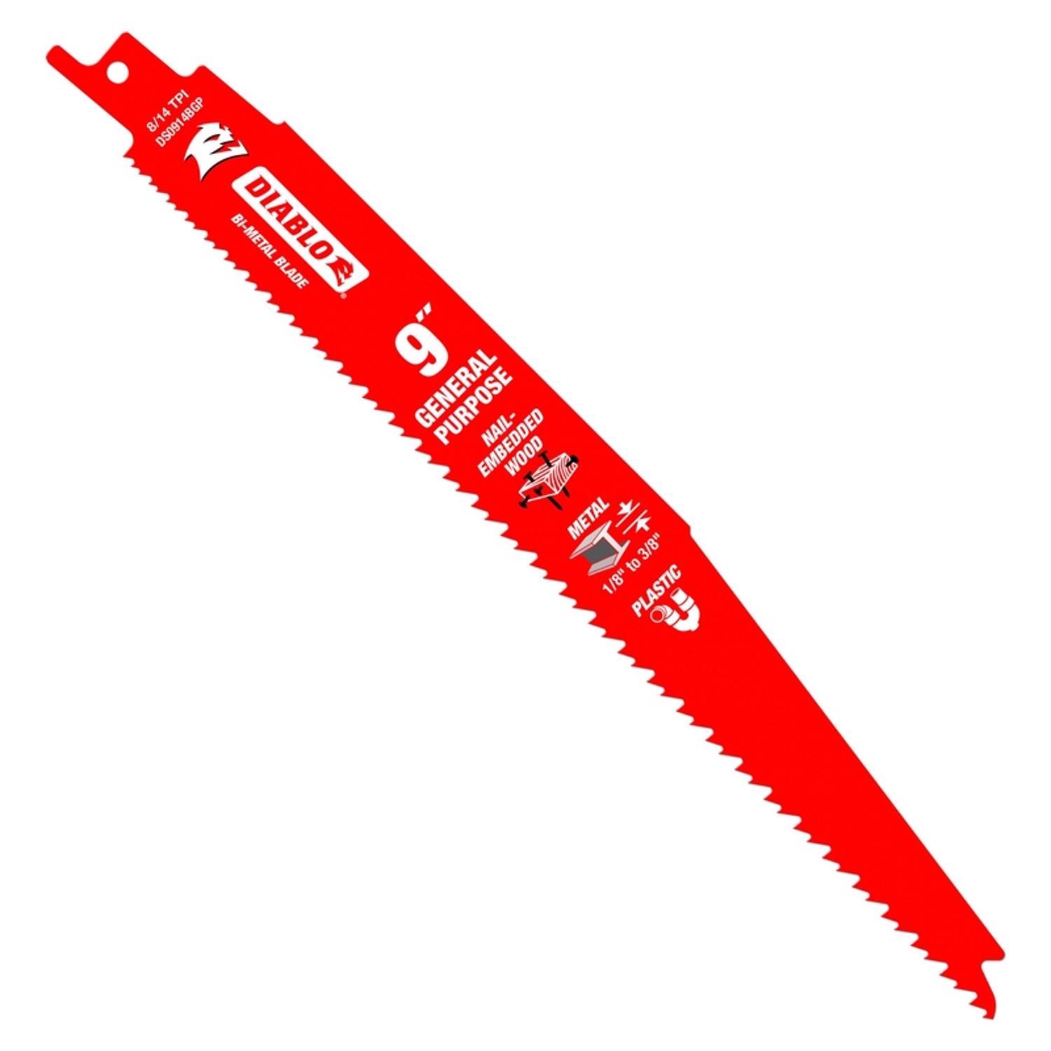 Diablo 9 in. Bi-Metal Reciprocating Saw Blade 8/14 TPI 15 pk Sansujyuku sansujyuku.com