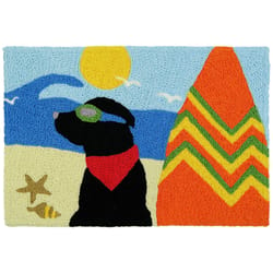 Jellybean 20 in. W X 30 in. L Multi-Color Surfer Dude Dog Polyester Accent Rug