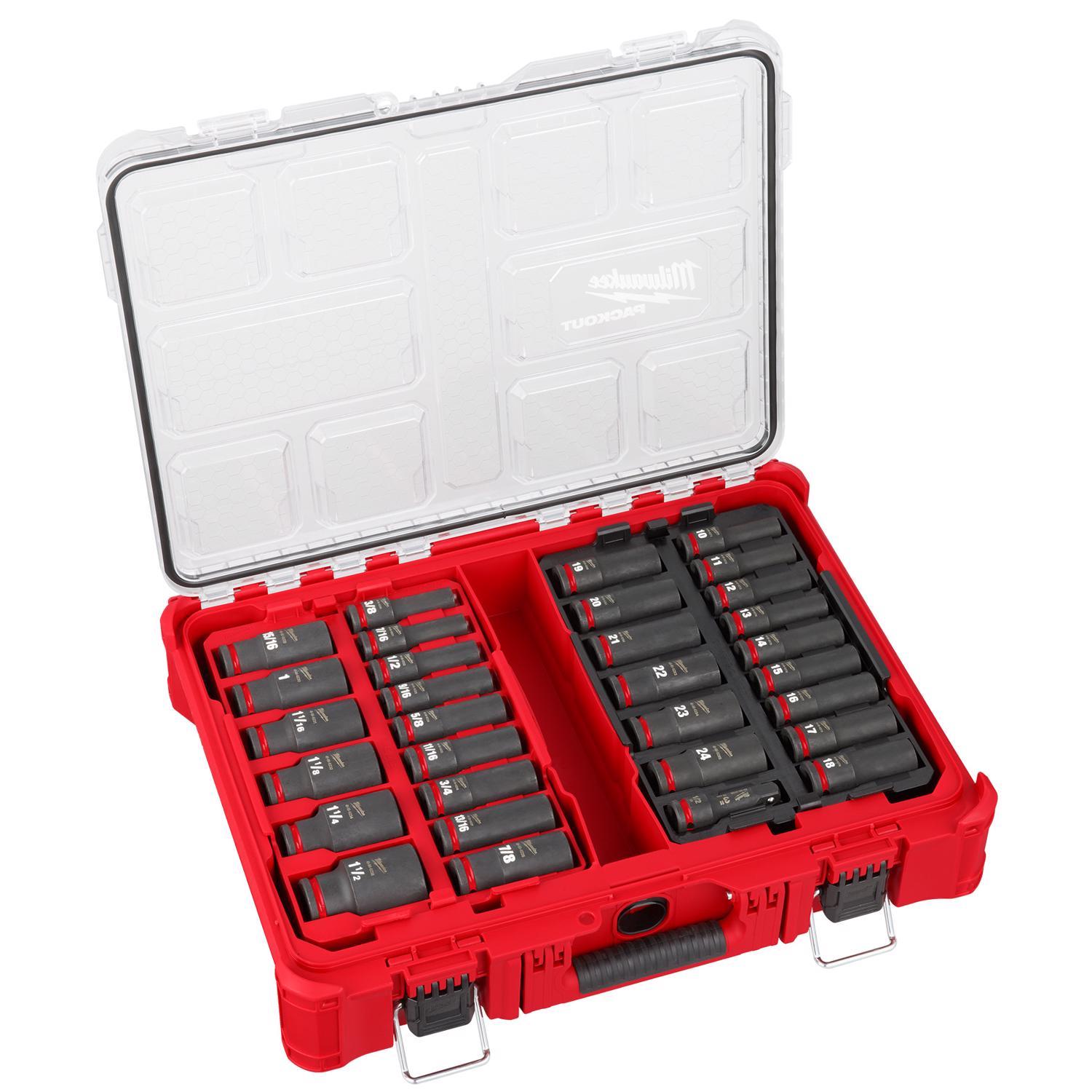 Milwaukee Shockwave 1/2 in. drive Metric/SAE 6 Point Impact Rated Socket Set 31 pc Uae Electronic uaeelectronic.com