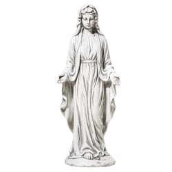 Glitzhome Fiberglass/MGO Gray 30 in. Blessed Mother Mary Garden Statue
