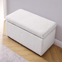 Linon Home Decor Stella Natural Sherpa Fabric Modern Ottoman 1 pk