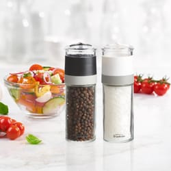 Trudeau Black/White Glass Salt and Pepper Mills Set