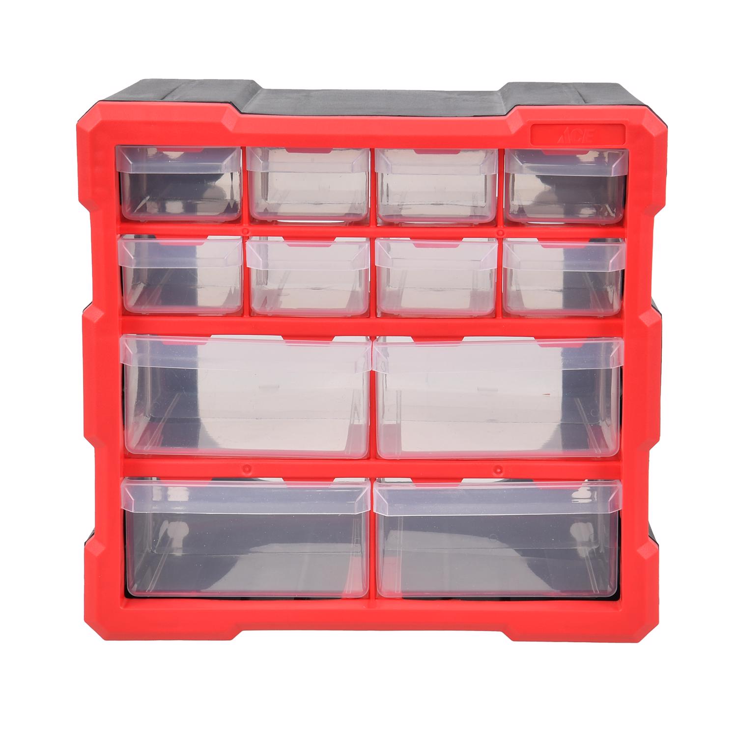 Ace 6.3 in. W X 10.24 in. H Storage Bin Plastic 12 compartments Black ...