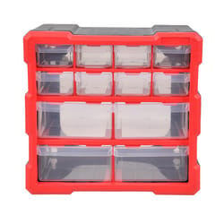 Ace 6.3 in. W X 10.24 in. H Storage Bin Plastic 12 compartments Black/Red