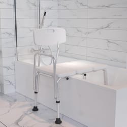 Flash Furniture Hercules White Bath/Shower Seat Aluminum/Plastic 35.5 in. H X 20.5 in. L