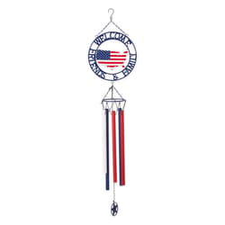 Zingz Multi-color Iron 45 in. Welcome Friends and Family Weathervane Patriotic Wind Chime