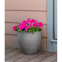 Southern Patio 12 in. H X 13 in. D Resin Egg Planter Gray