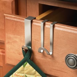 Spectrum 3 in. L Brushed Nickel Steel Over the Cabinet Positive/Negative Hook 2 pk