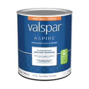 Valspar  Aspire  Semi-Gloss  Tintable  Pure White Tint Base  Acrylic Latex  Paint and Primer  1 qt. 