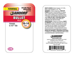 Jandorf 16-14 Ga. Insulated Wire Female Bullet Blue 5 pk