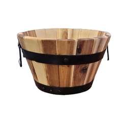 DeVault Enterprises 6 in. H X 10 in. D Wood Planter with Handle Light Oil Stain