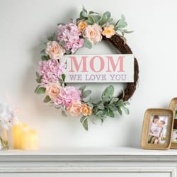 Glitzhome Happy Mother's Day Wreath Foam/Iron/MDF/Paper/Plaster/Rattan 1 pc