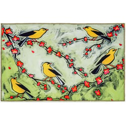 Olivia's Home 22 in. W X 32 in. L Multi-Color Goldfinches Polyester Accent Rug