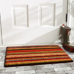 Home & More 1.42 W X 2.42 L Multi-color Palisades Stripe Coir Door Mat