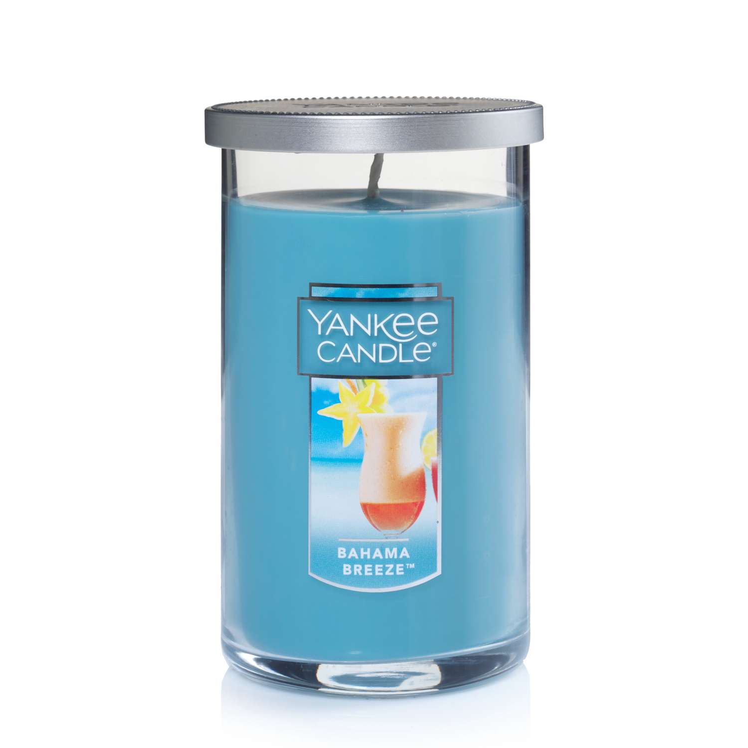 Yankee Candle Blue/Clear Bahama Breeze Scent Perfect Pillar Candle Jar