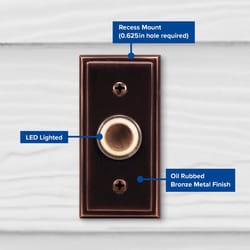 2-Note Mechanical Door Bell Chime and Door Button with Viewer, Bronze