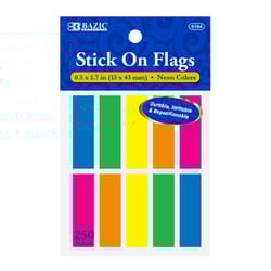 Bazic Products 1.7 in. W X 0.5 in. L Assorted Neon Page Markers 10 pad