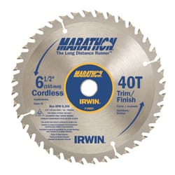 Irwin Marathon 6-1/2 in. D X 5/8 in. Carbide Circular Saw Blade 40 teeth 1 pk