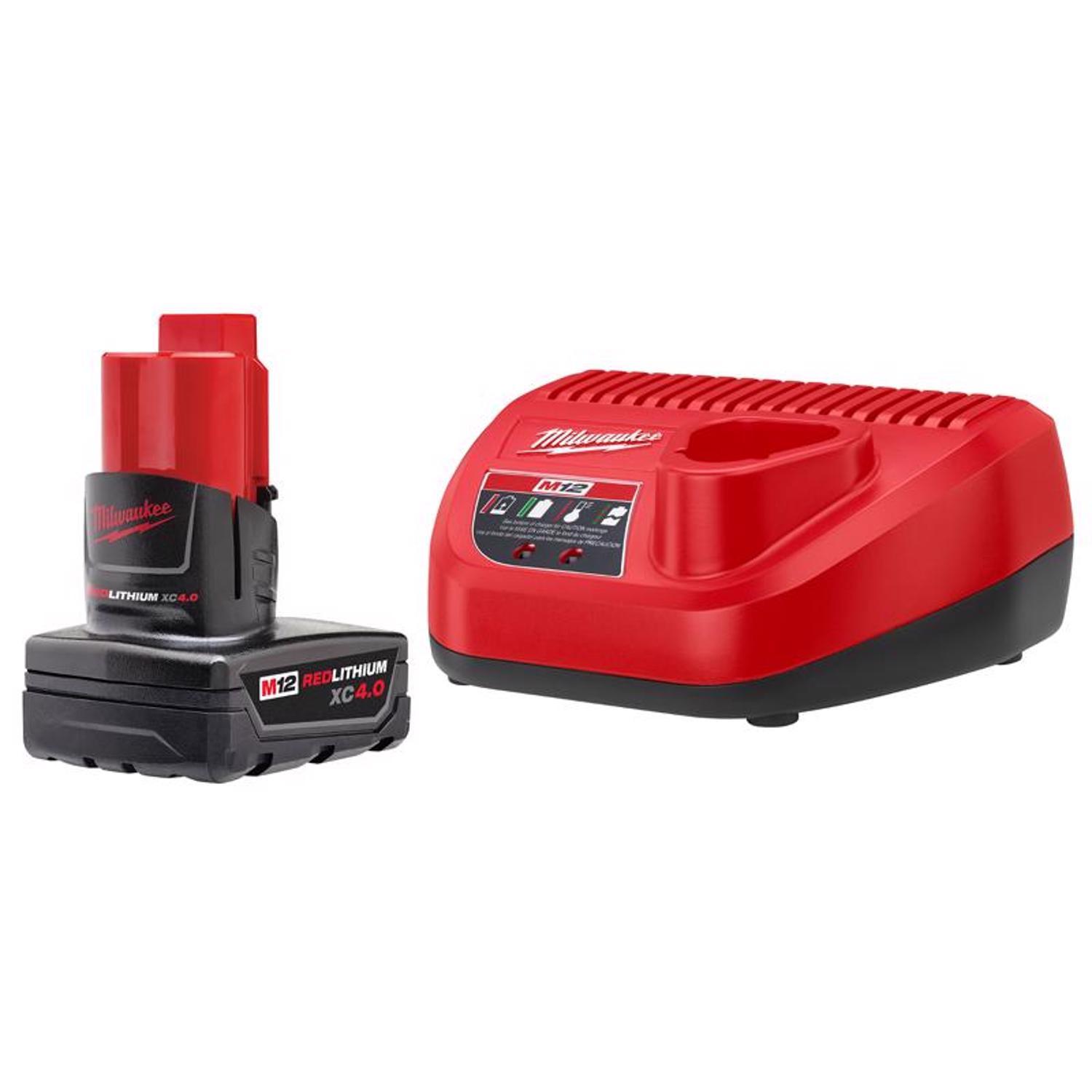 Photos - Power Tool Battery Milwaukee M12 RedLithium XC 4 Ah Lithium-Ion Battery and Charger Starter K 