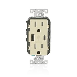 Leviton Decora 15 amps 125 V Type A/C Duplex Ivory Outlet and USB Charger 5-15R 1 pk