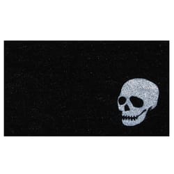 Home & More 2 W X 3 L Black White Skull Coir Door Mat