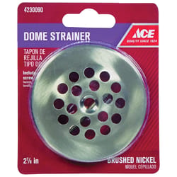 Tub Drain Strainer Domed Hole Pattern 2-7/8 Brushed Nickel