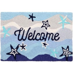 Jellybean 20 in. W X 30 in. L Multi-Color Welcome Starfish Polyester Accent Rug