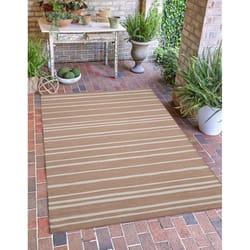 Linon Home Decor Jacklin 3 ft. W X 5 ft. L Cream/Tan Stripe Polyester Accent Rug