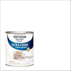Rust-Oleum Painters Touch Ultra Cover Semi-Gloss White Water-Based Paint Exterior and Interior 1 qt