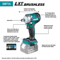 Makita 18V LXT 1/2 in. Cordless Brushless Impact Wrench Tool Only