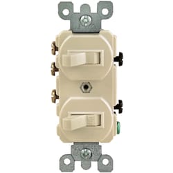 Leviton 15 amps Single Pole or 3-way Rocker Duplex Combination Switch Ivory 1 pk