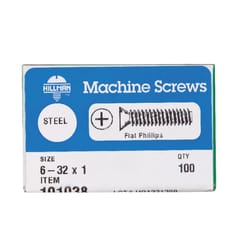 HILLMAN No. 6-32 Ga. X 1 in. L Phillips Flat Head Zinc-Plated Steel Machine Screws 100 pk